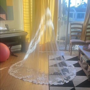 Pronovias Les Accessoires Barcelona Royal Length Long White Bridal Veil